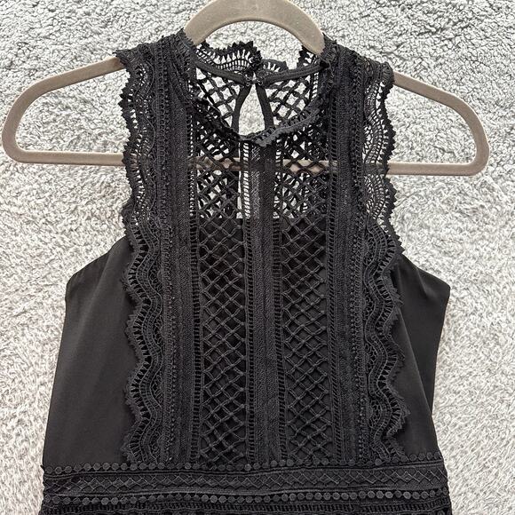 Greylin NWT Medium Black Lace Dress Sleeveless Evening Party Cocktail Goth - Picture 2 of 12